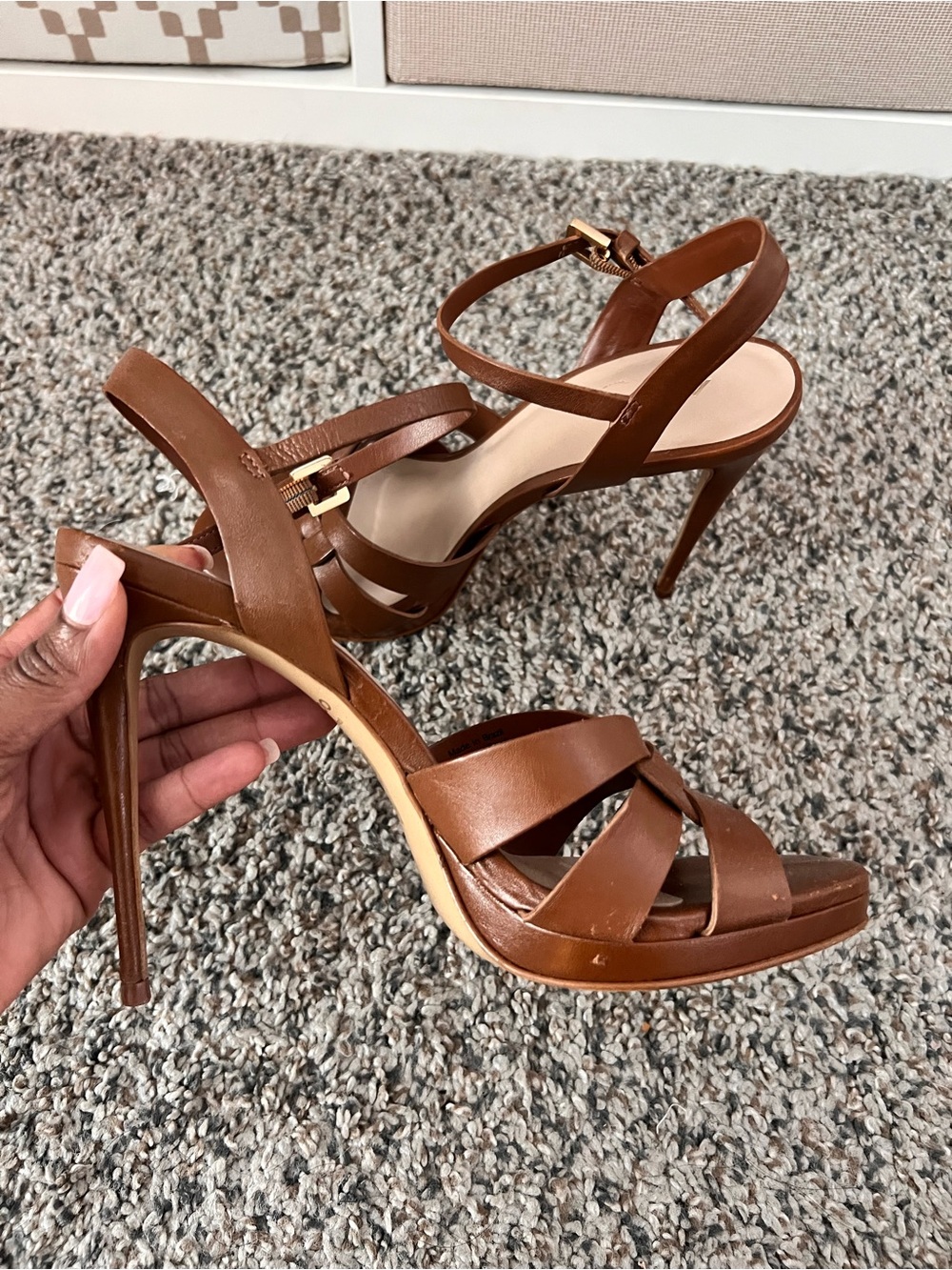 Aldo Brown Leather Strappy Heels - Picture 4 of 6
